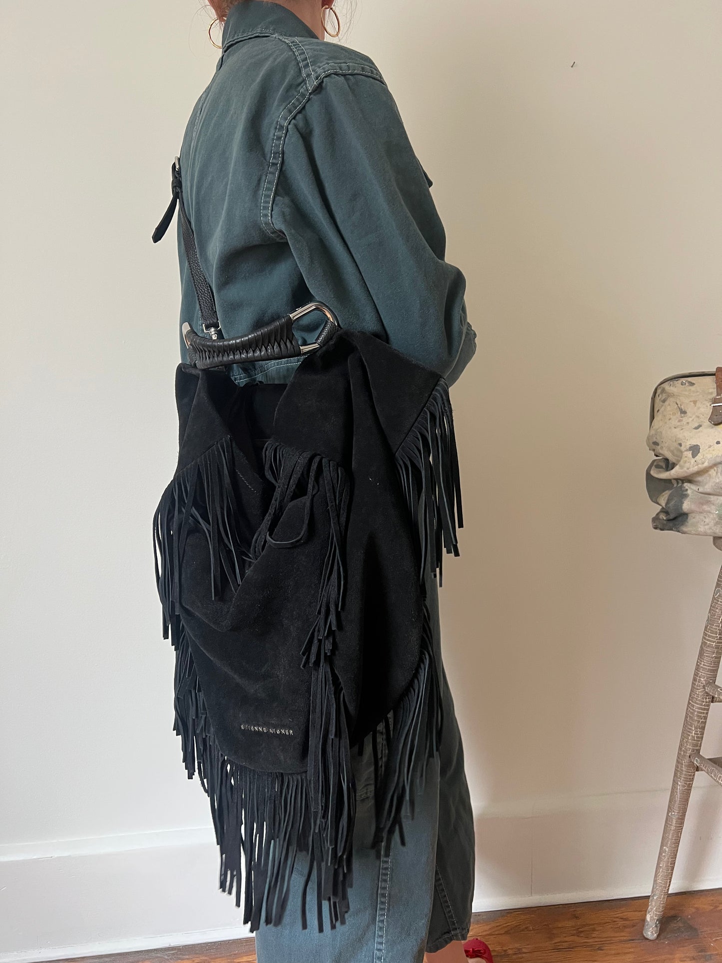 Black Suede Fringe Purse