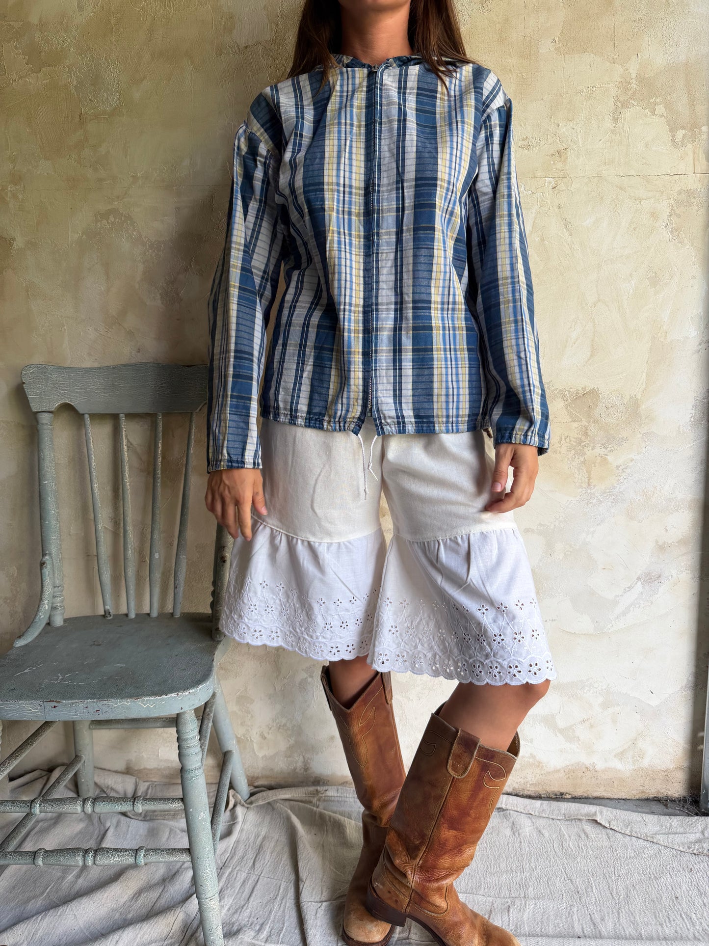 Plaid Zip Up Shacket
