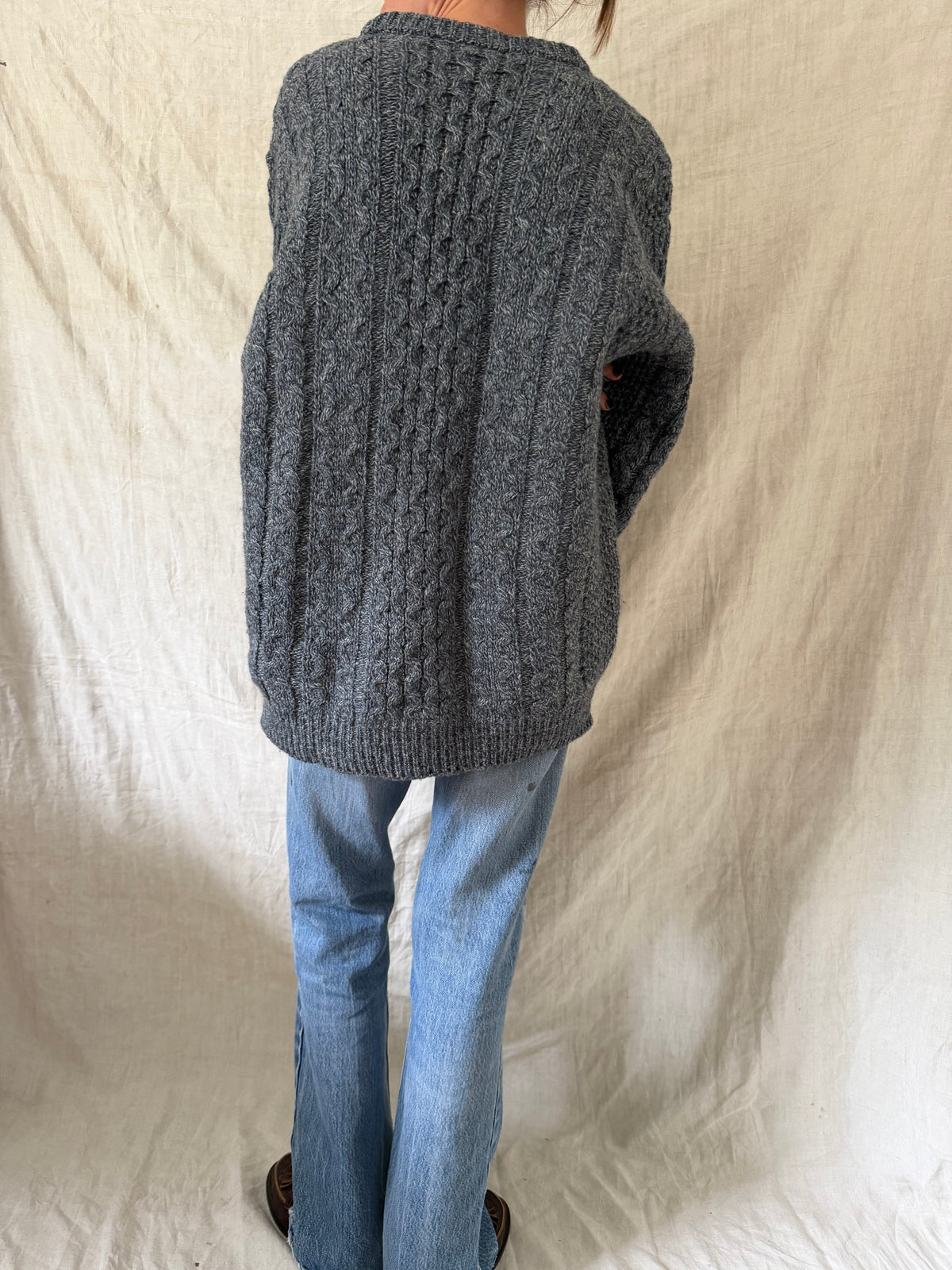 Grey Blue Fisherman Sweater