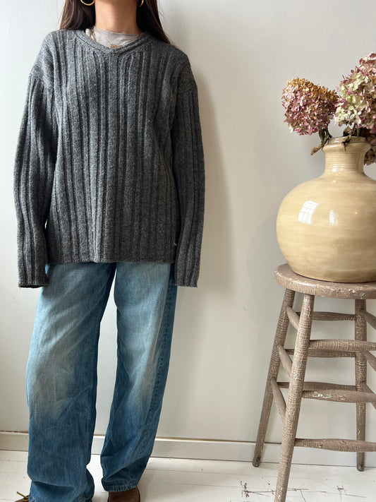 Grey Ribbed Sweater