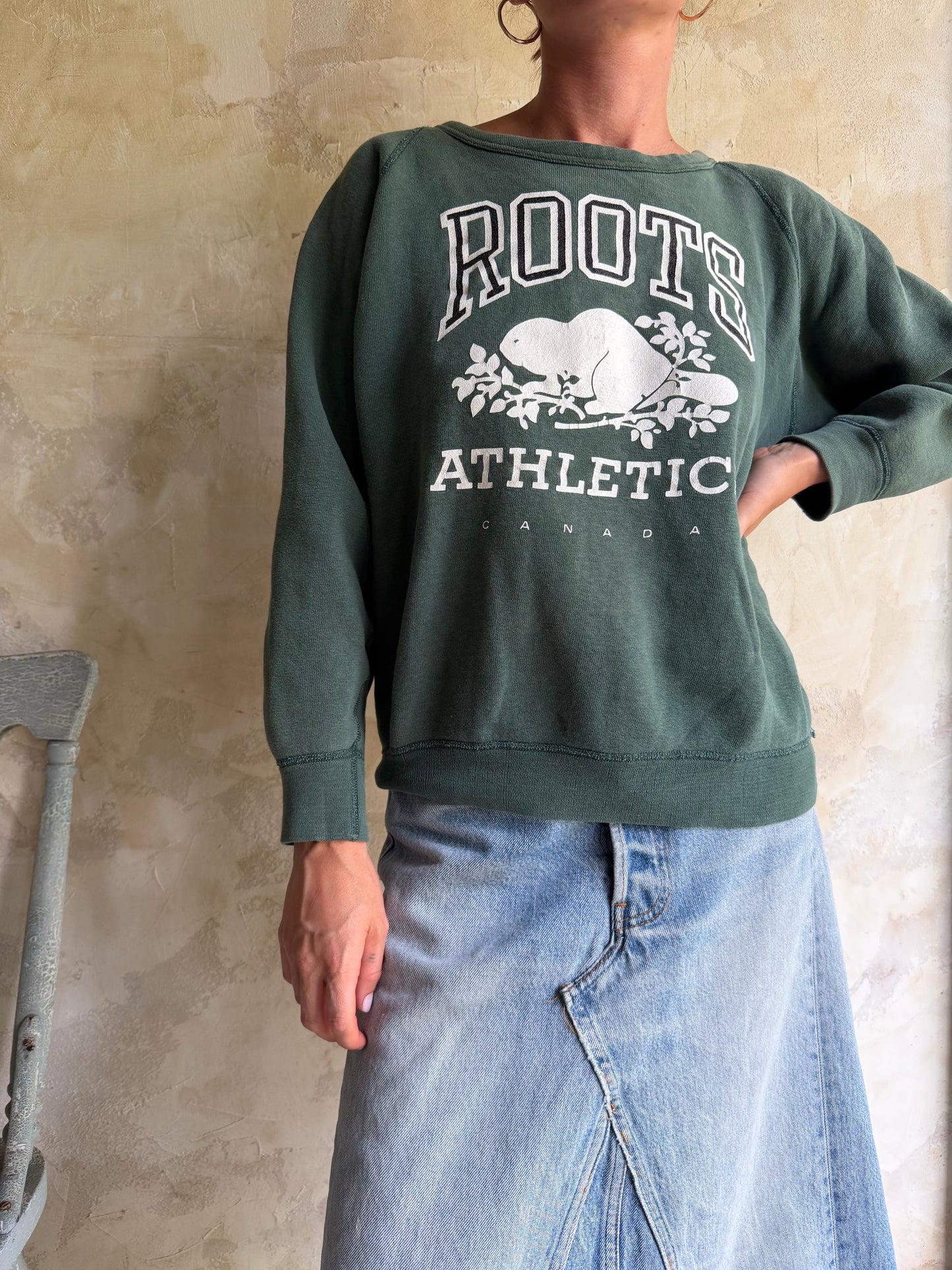 Faded Green Roots Crewneck