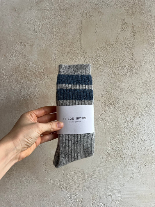 Snow Socks In Grey/Blue by Le Bon Shoppe