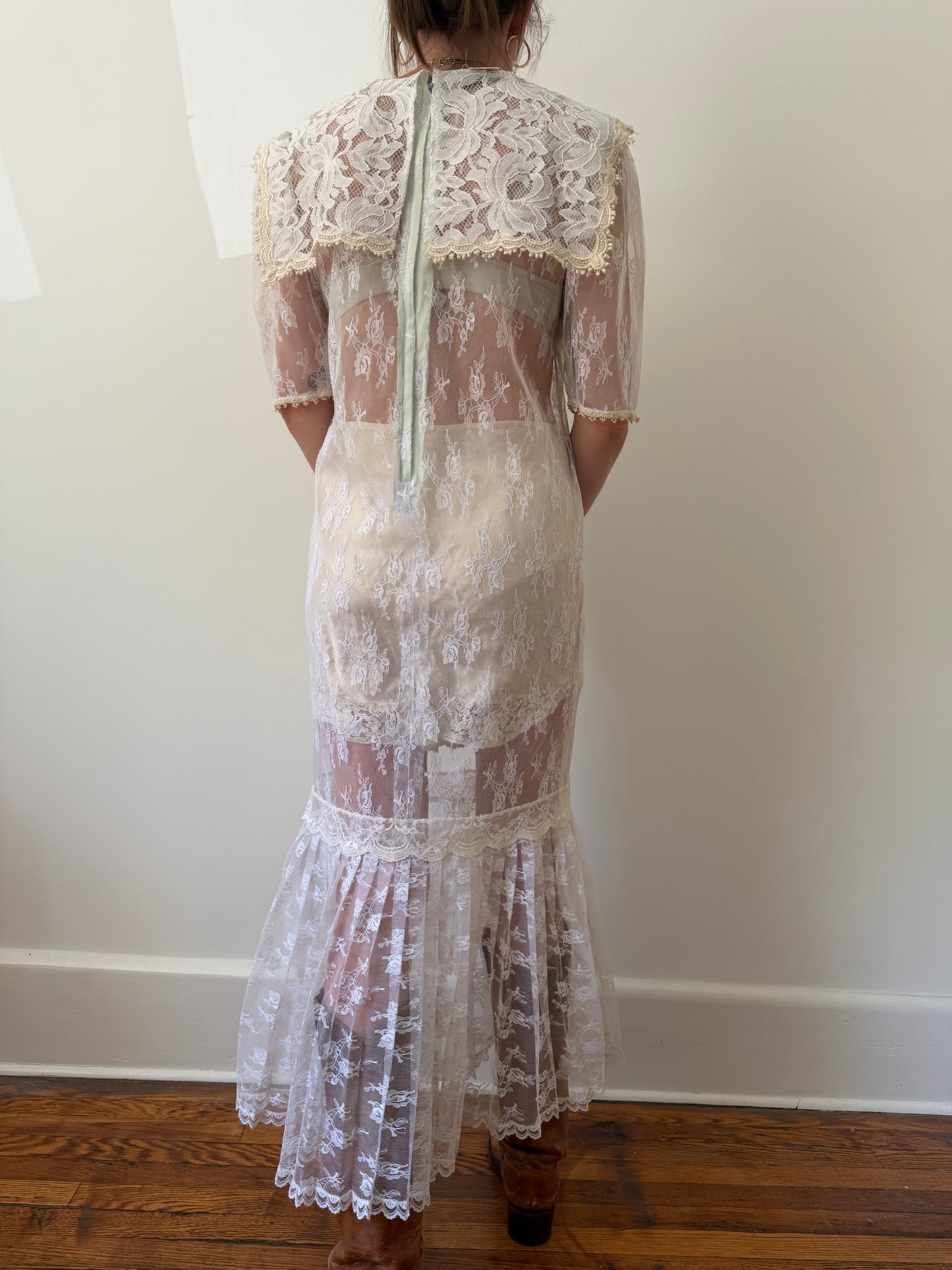 Sheer White Lace Overlay