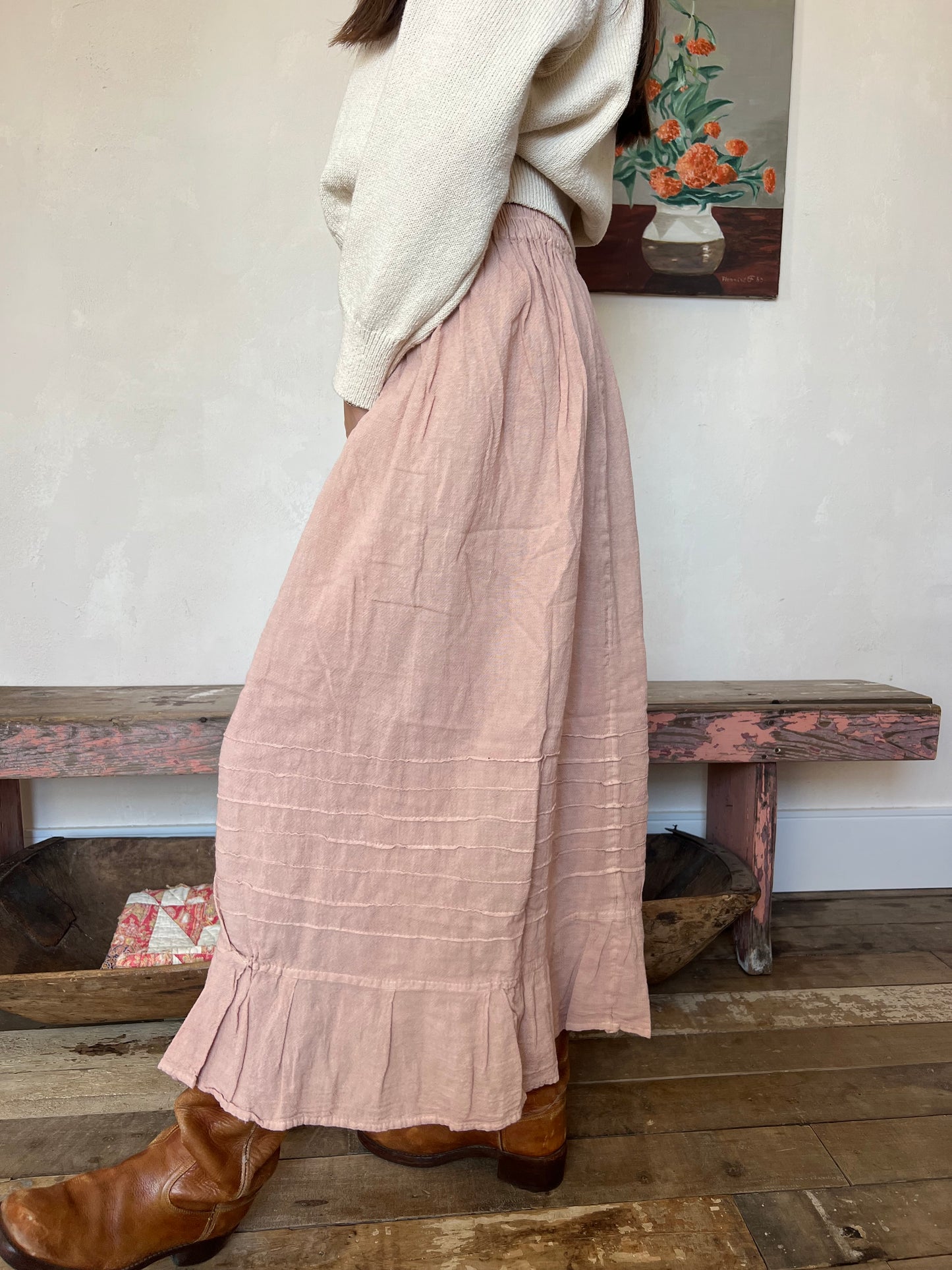 Oaxacan Blush Long Cotton Skirt