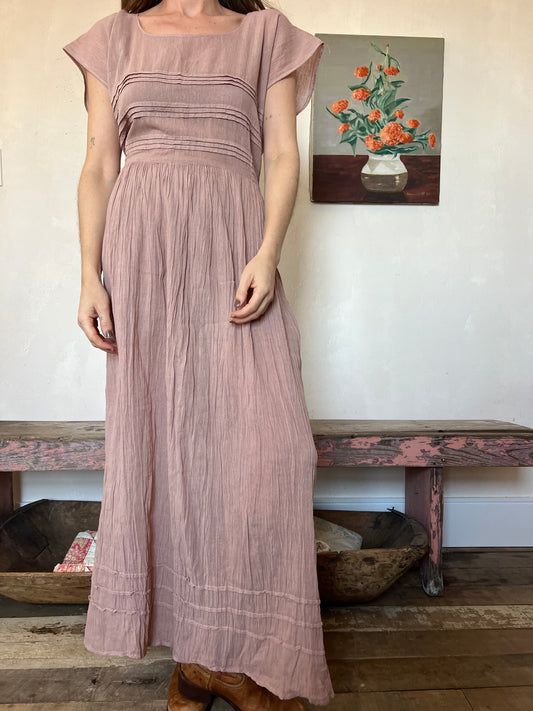 Oaxacan Prairie Dress in Dusty Rose