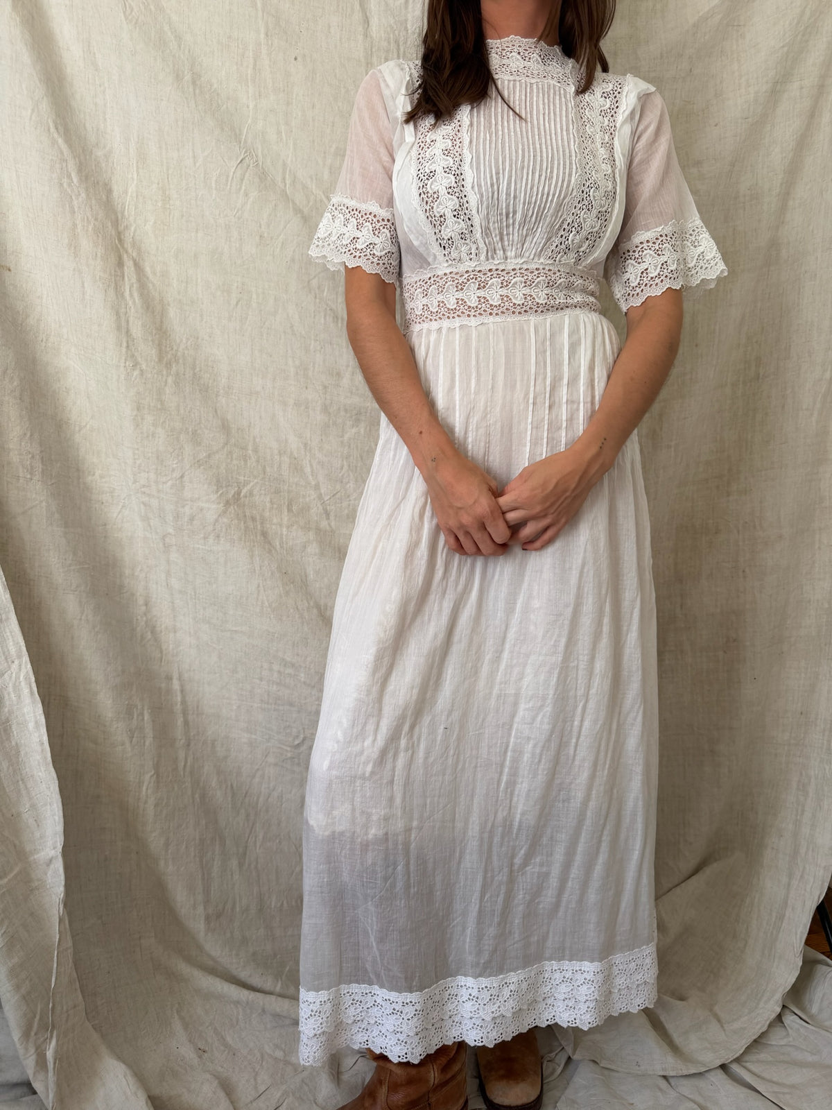 Edwardian White Cotton Tea Dress