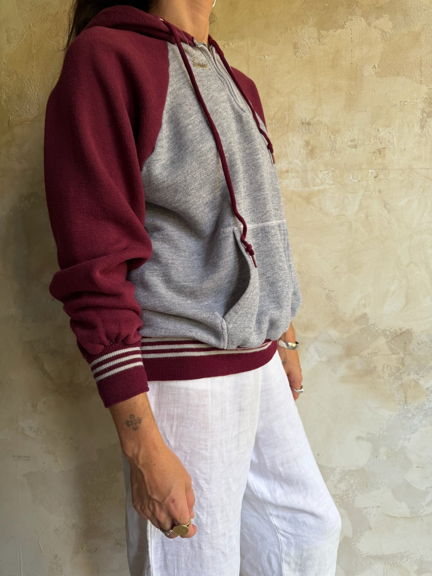 Maroon + Grey Hoodie