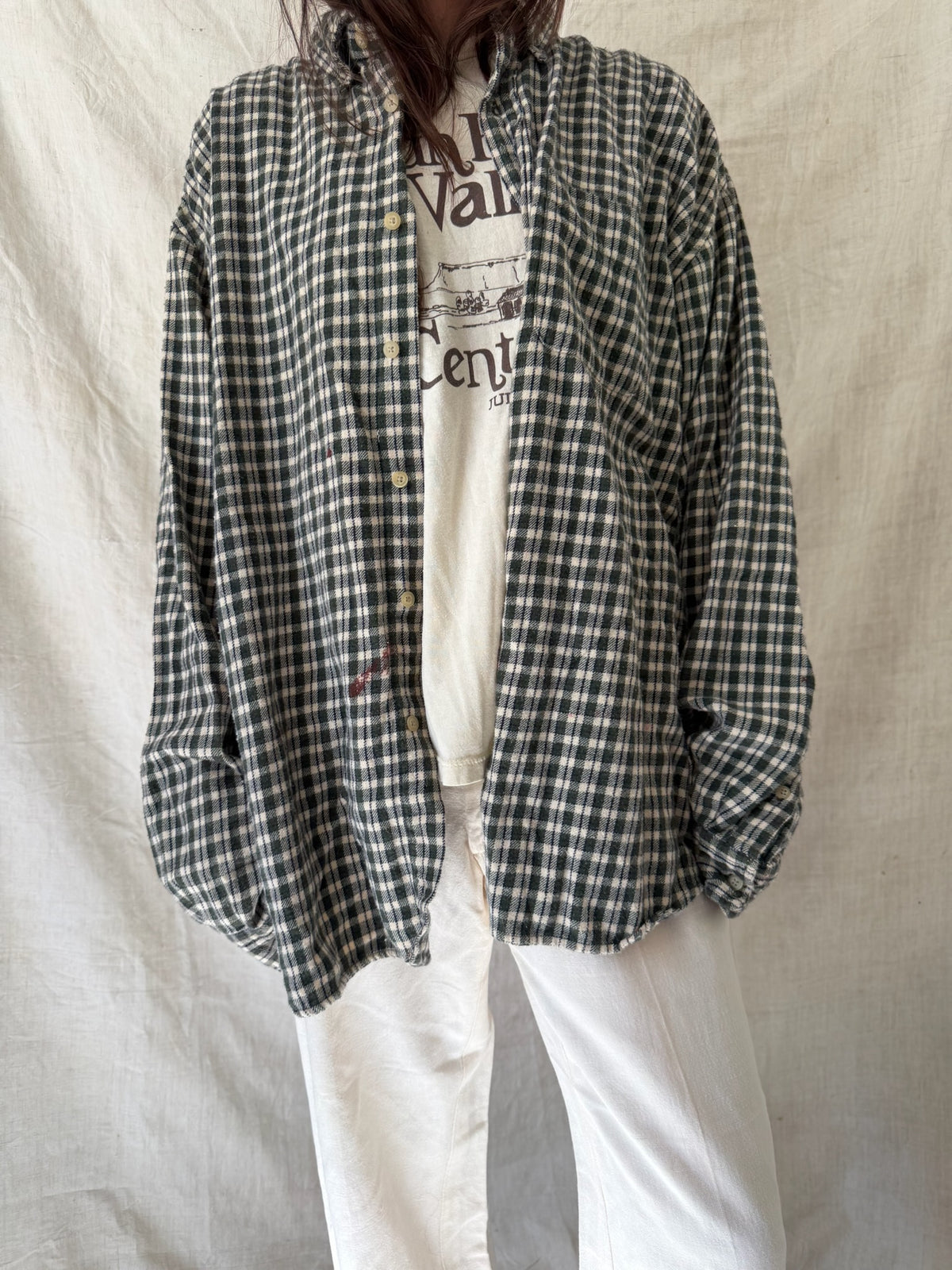 Green + Cream Checker Flannel