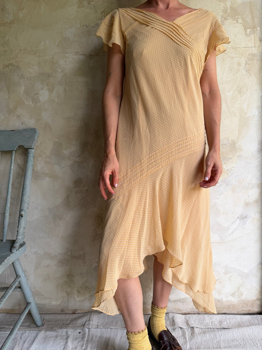 Peach Polka Dot Silk Dress