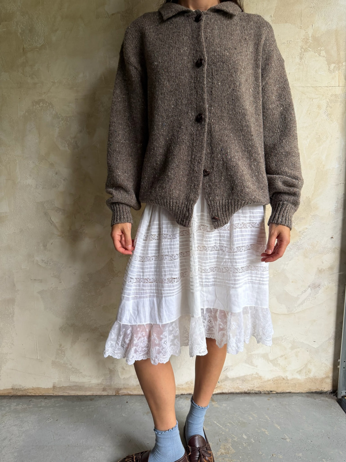 Fawn Brown Wool Cardigan