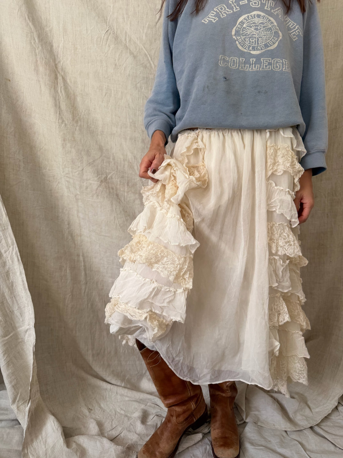 Reworked Lace Ruffle Skirt