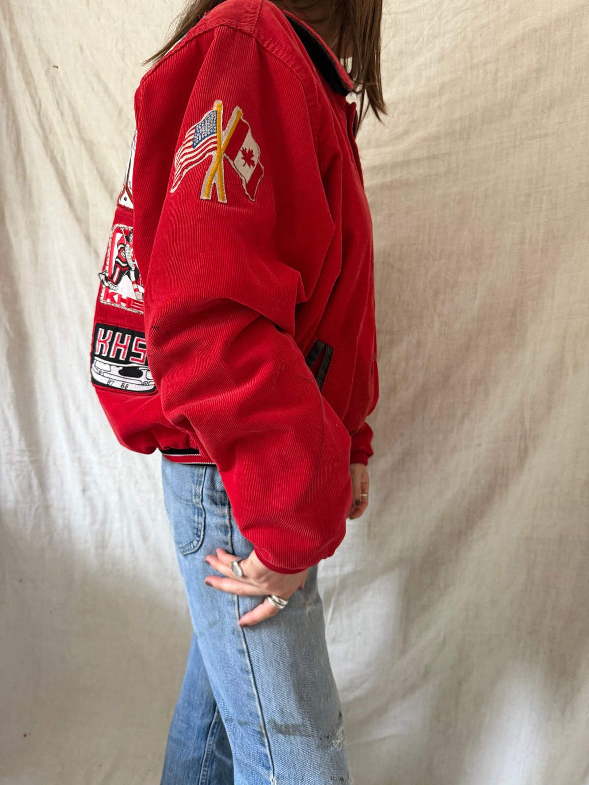 Red Corduroy Hockey Jacket