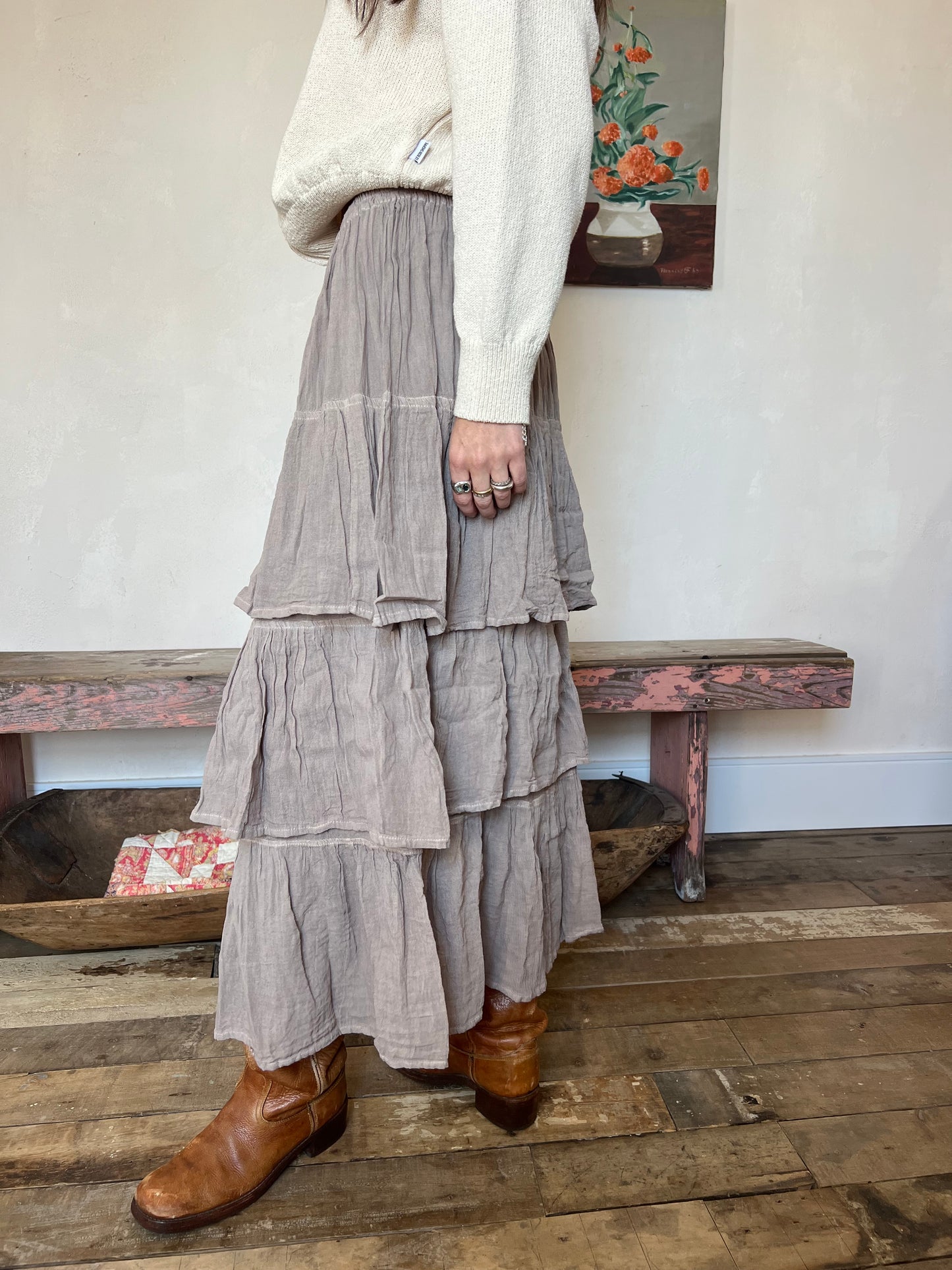 Oaxacan Stone Ruffle Skirt