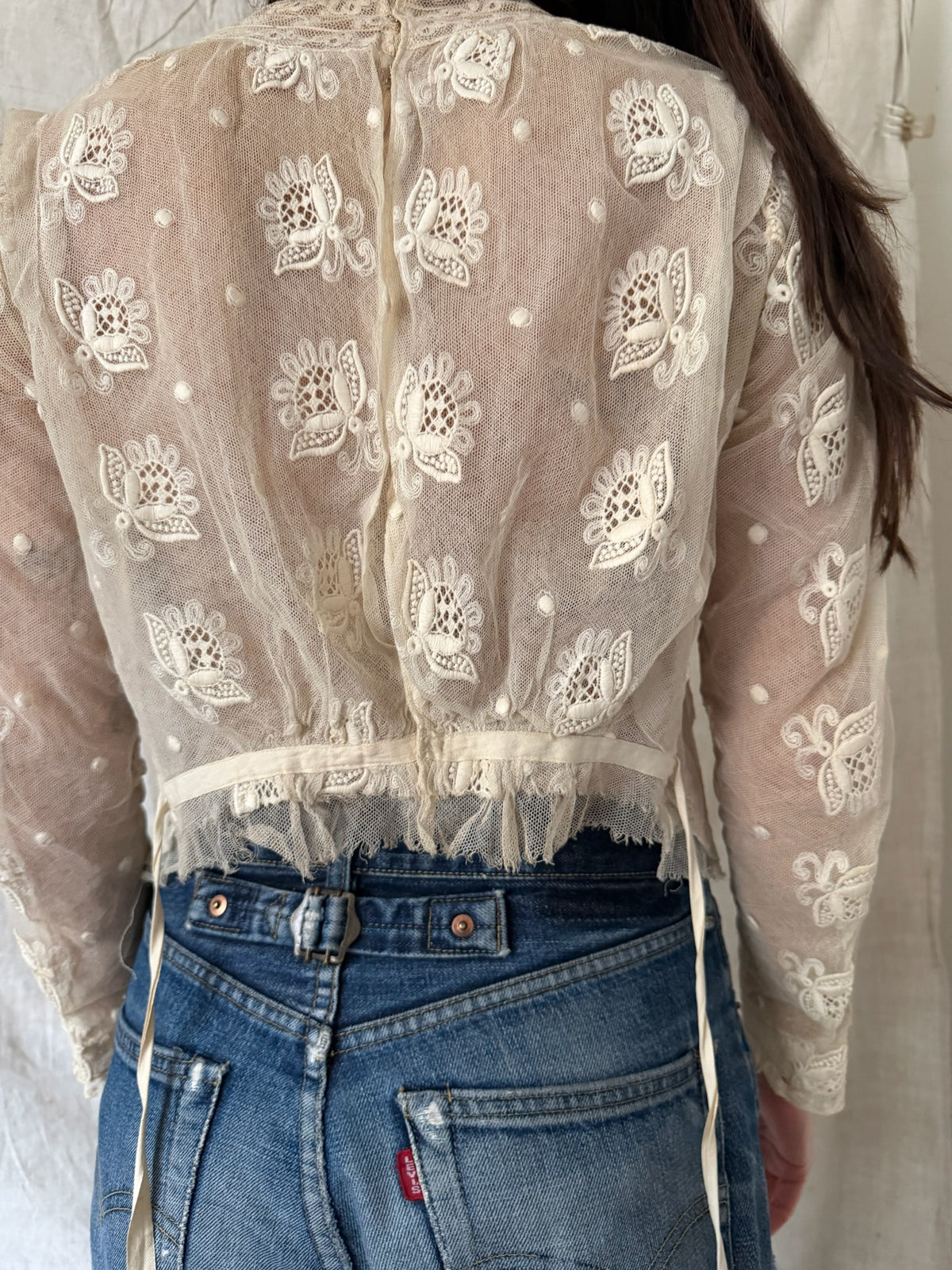 Antique Ivory Mesh Lace Blouse