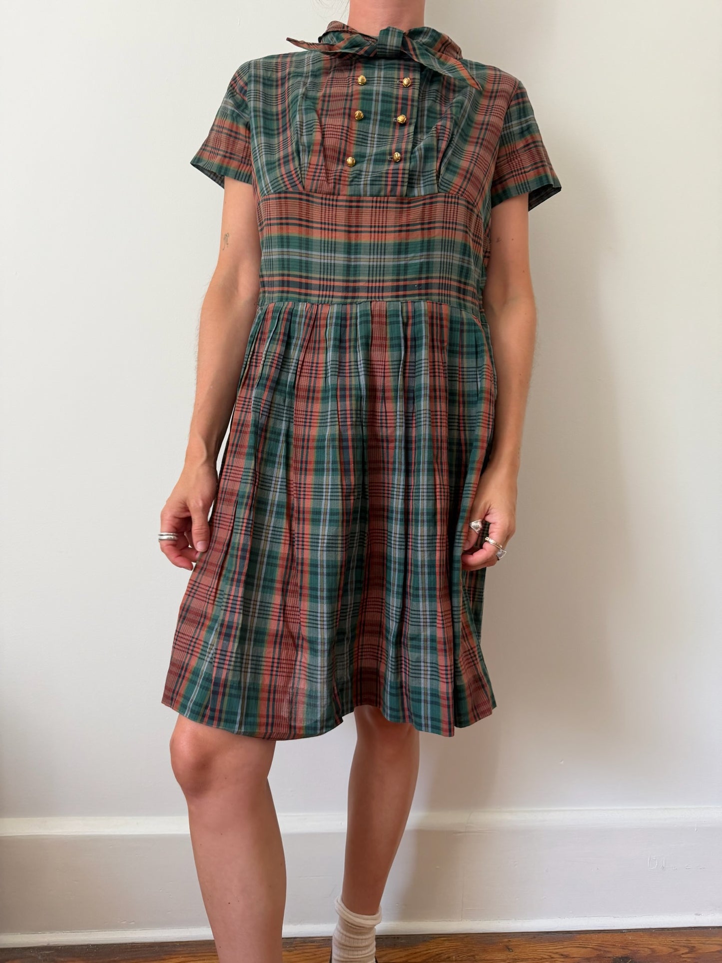 Orange and Green Plaid Dress