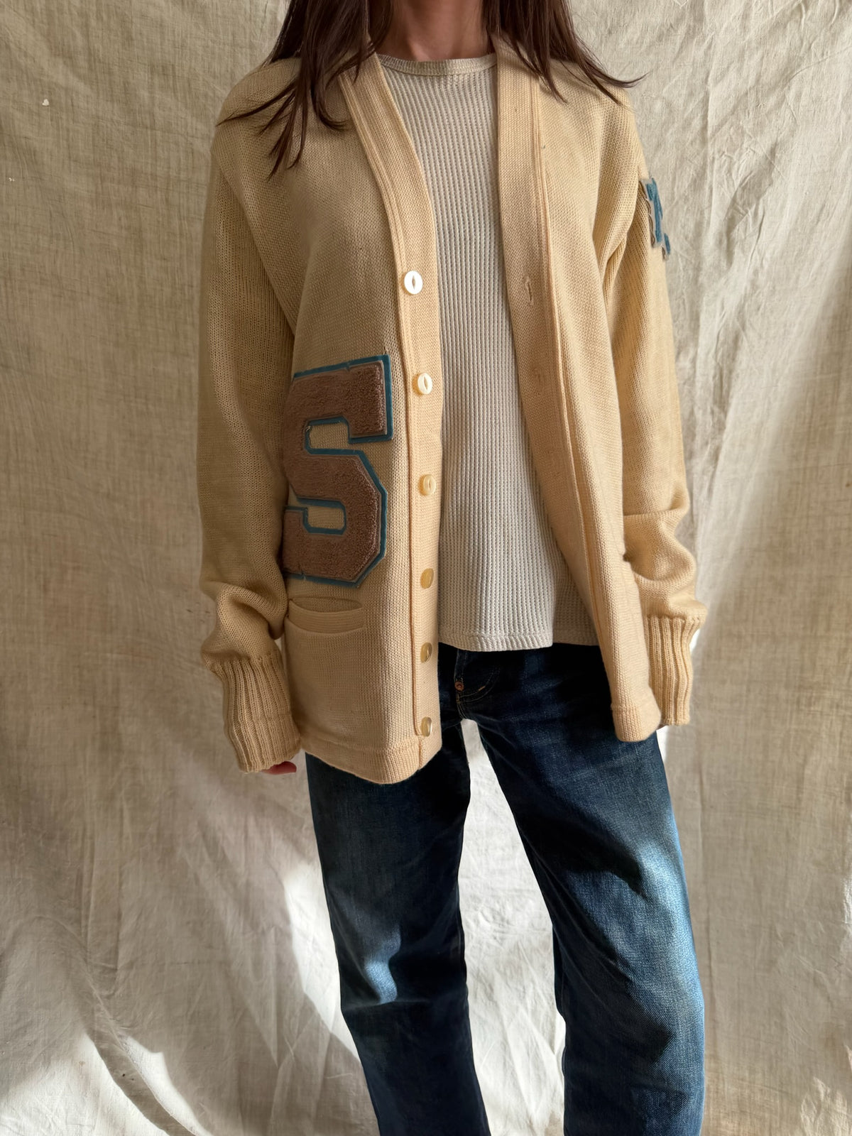Cream “S” Varsity Cardigan