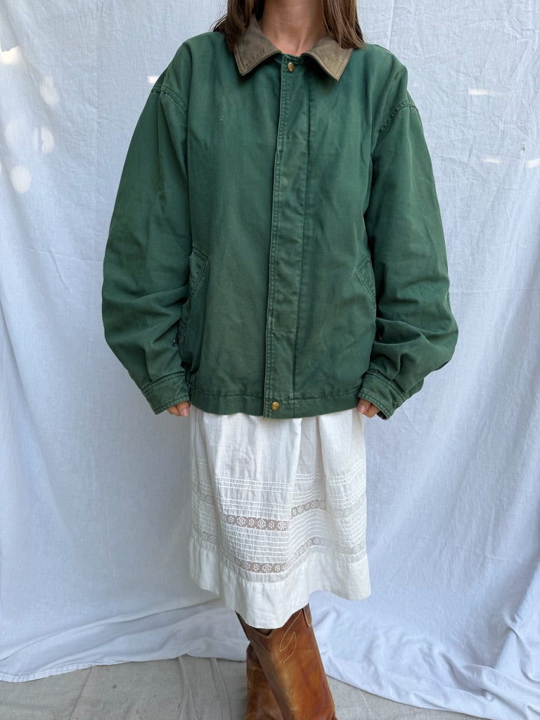 Emerald Green Cotton Bomber Jacket