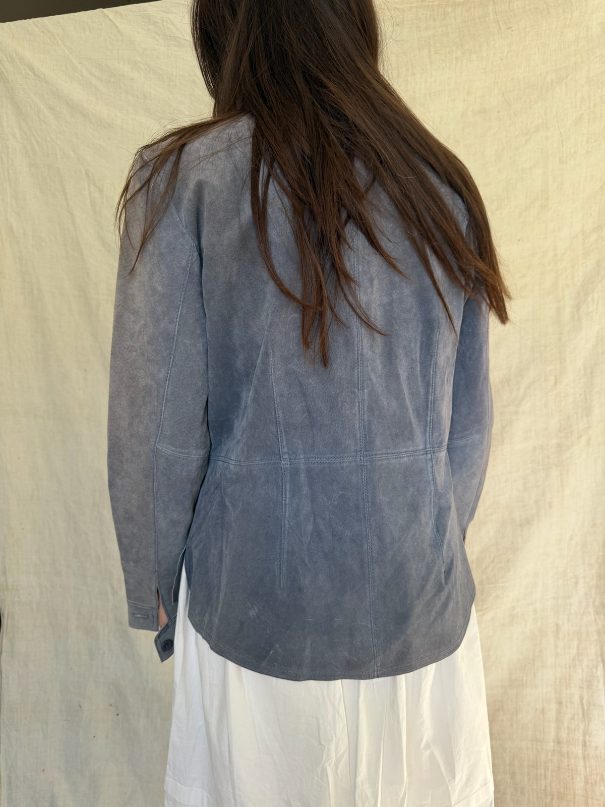 Denim Blue Suede Shacket
