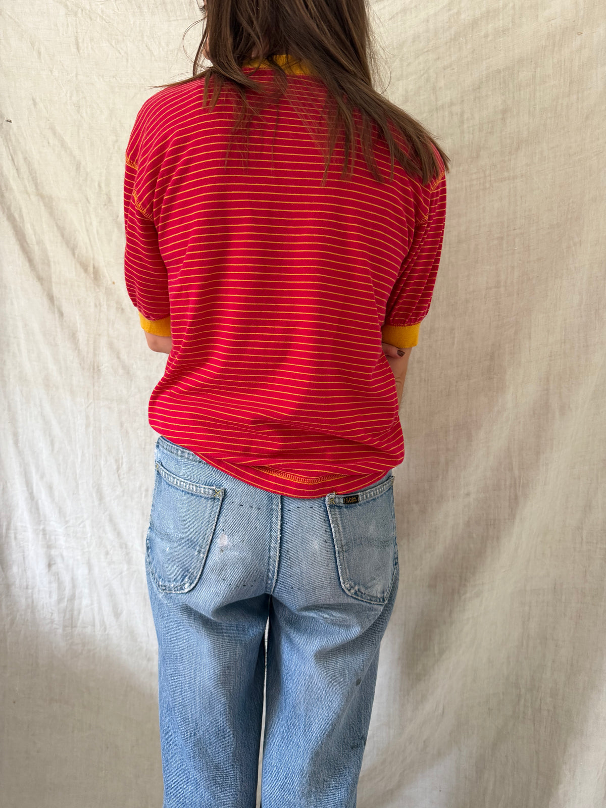 Red + Yellow Striped Tee