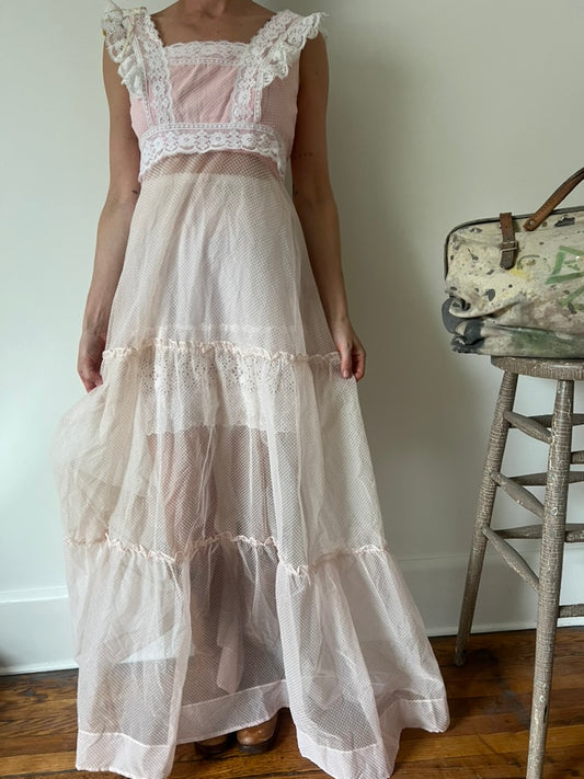 Pink Ruffle Tea Party Sheer Dress