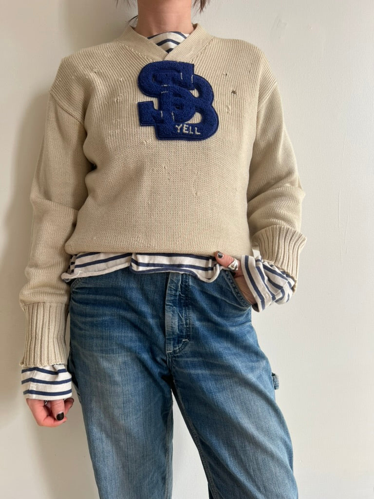 Suuuper Distressed Wool Varsity Sweater