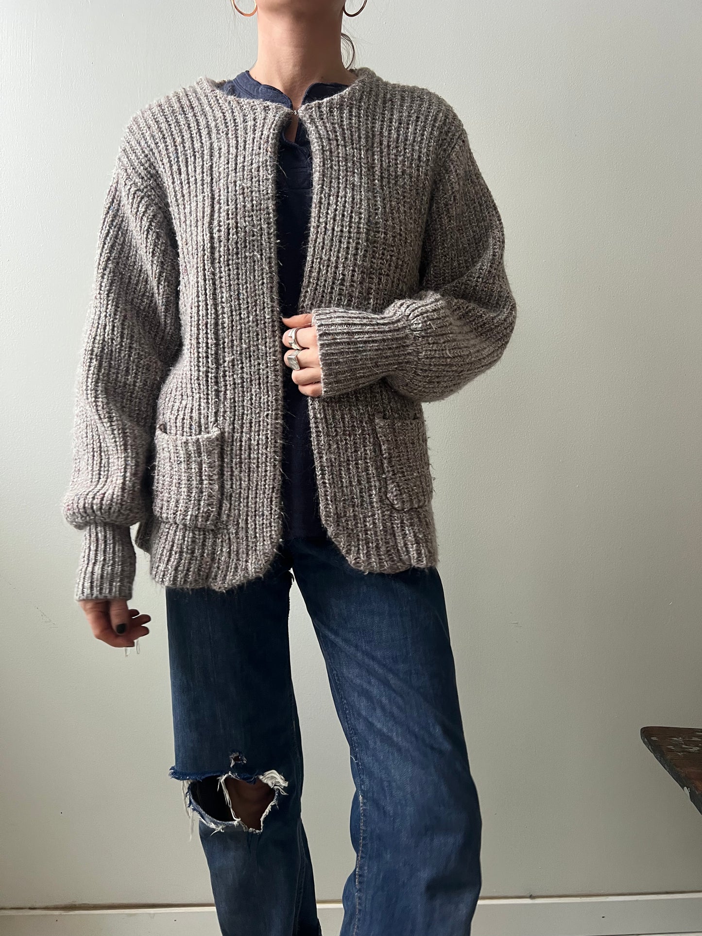 Speckled Grey + Mushroom Ribbed Knit