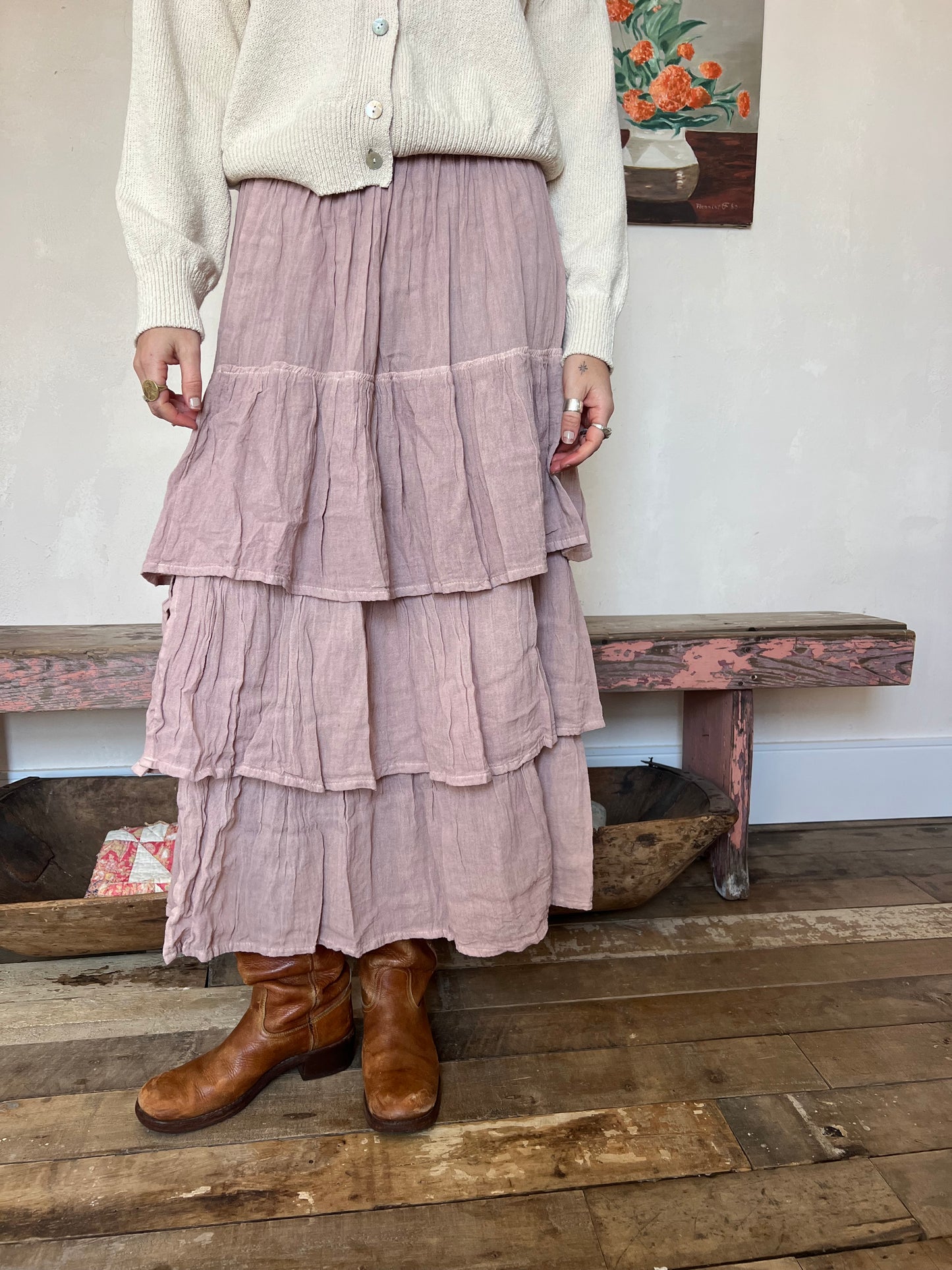 Oaxacan Rose Quartz Ruffle Skirt