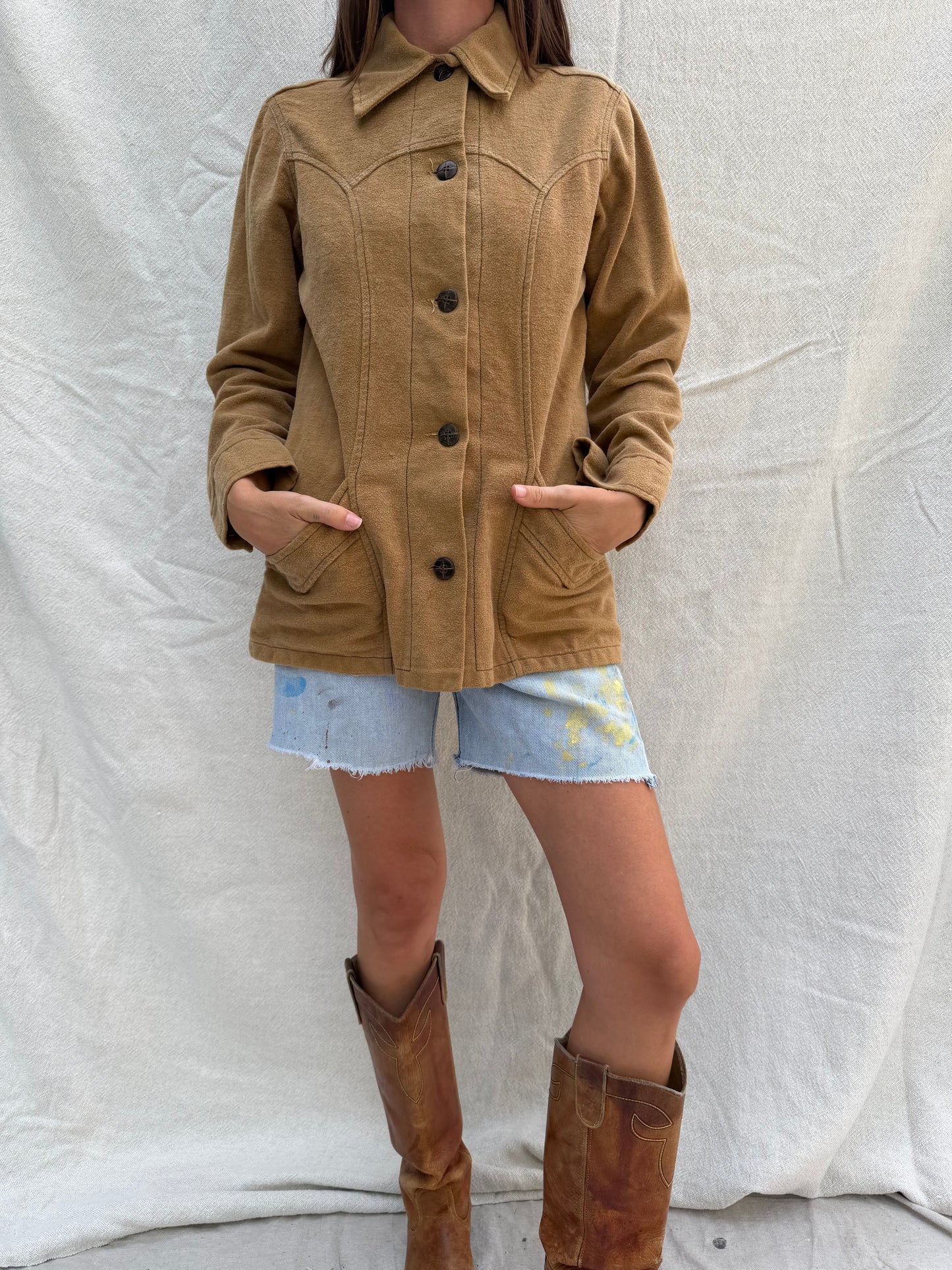 Camel 70s Western Shacket
