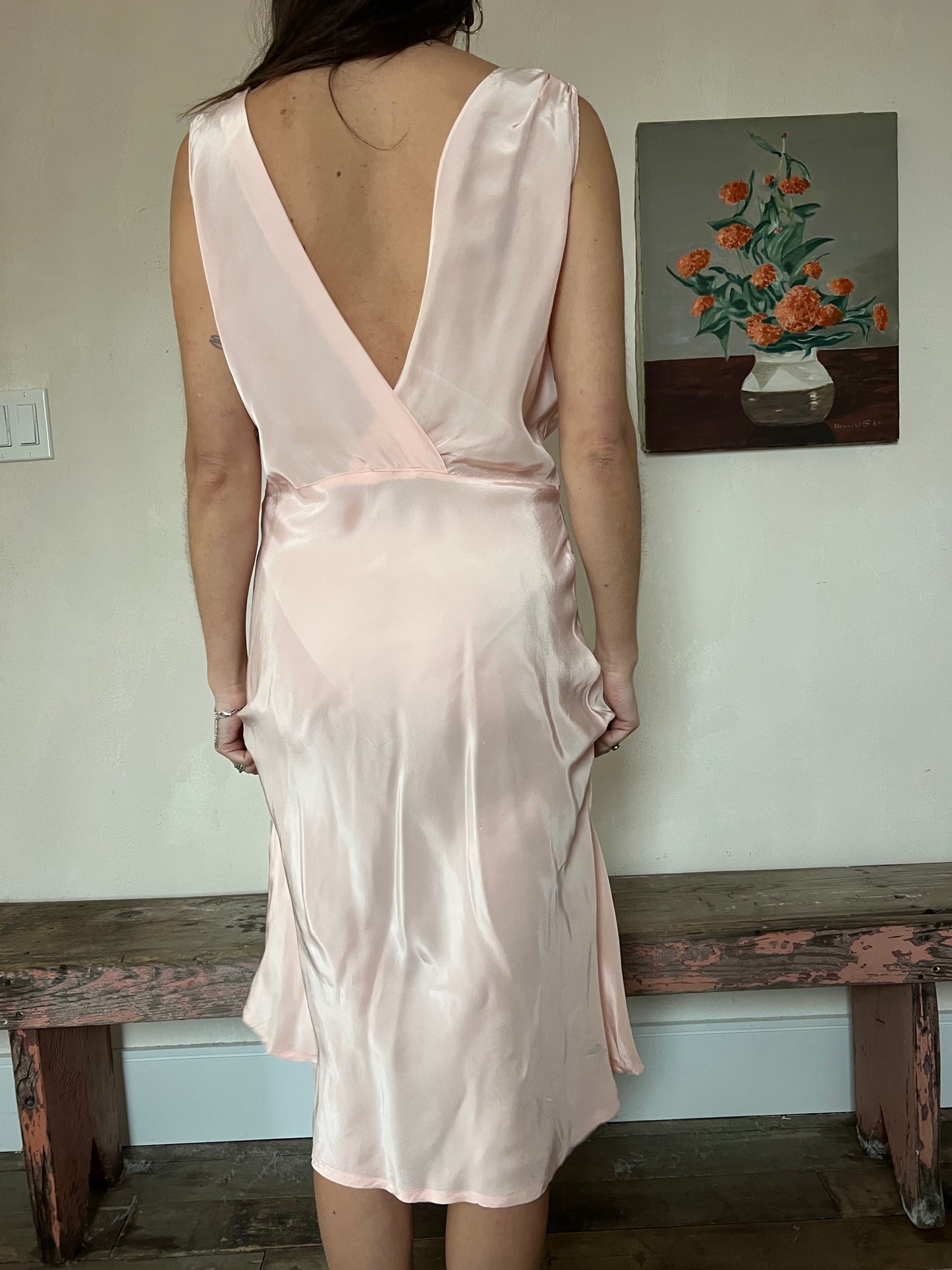 Light Pink Satin Slip Dress