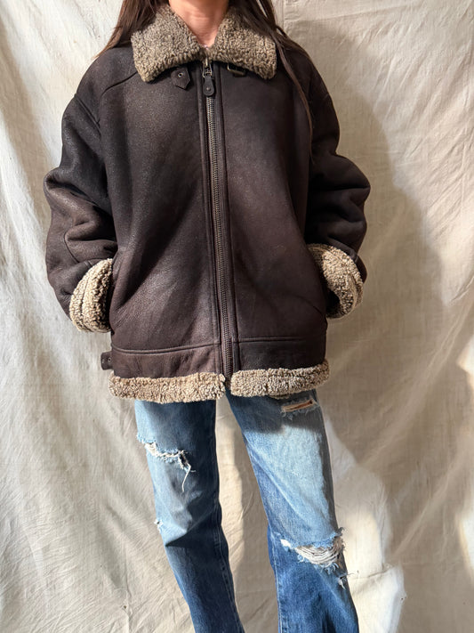 Dark Brown Shearling Jacket