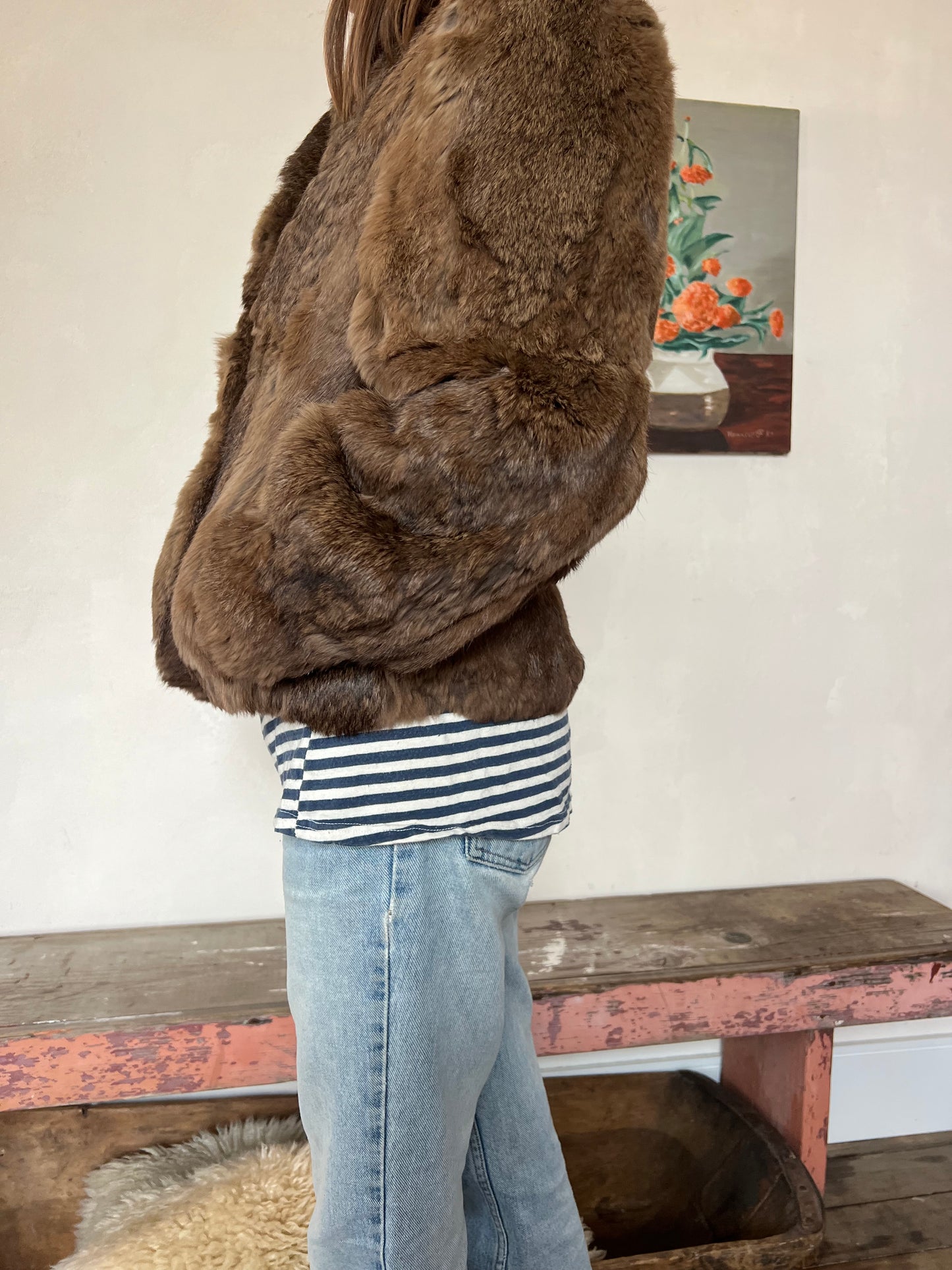 Cropped Chocolate Brown Fur Coat