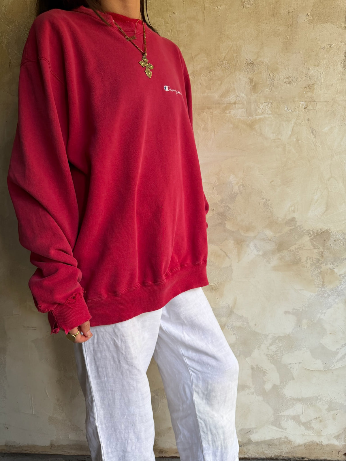Faded Cherry Red Champion Crewneck