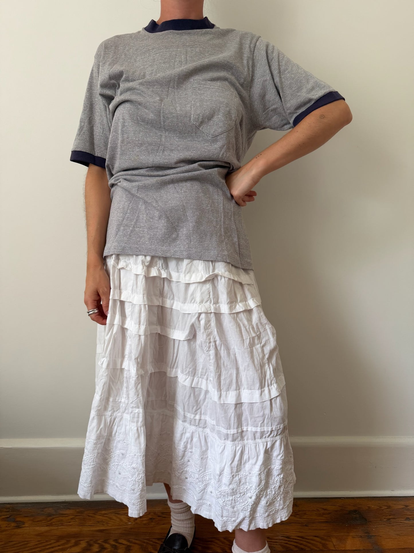Grey Ringer Pocket Tee