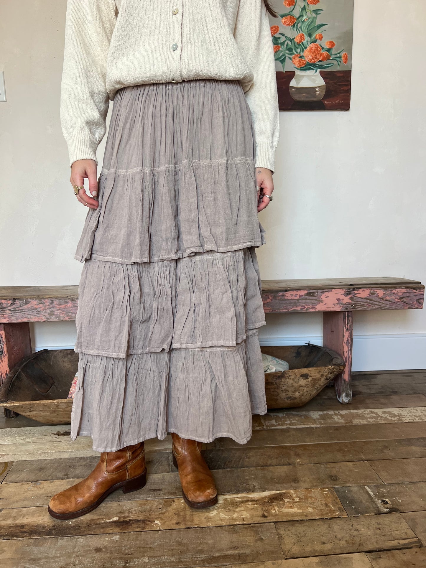 Oaxacan Stone Ruffle Skirt