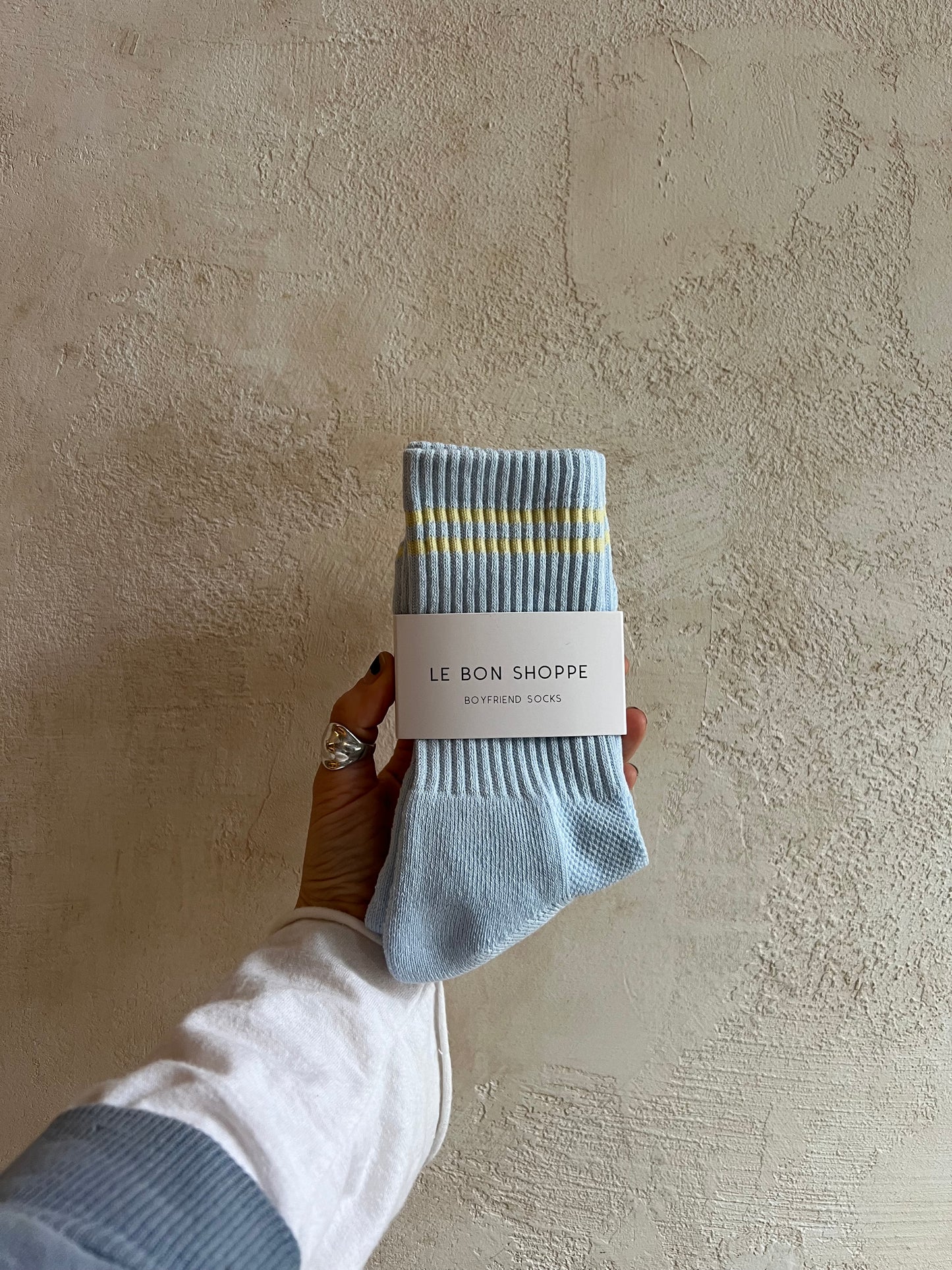 Boyfriend Socks in Pastel Sky by Le Bon Shoppe