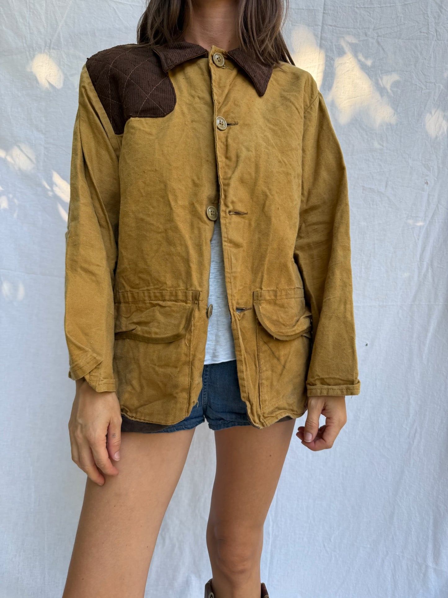 Tan Hunting Jacket with Brown Corduroy