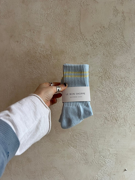 Boyfriend Socks in Pastel Sky by Le Bon Shoppe