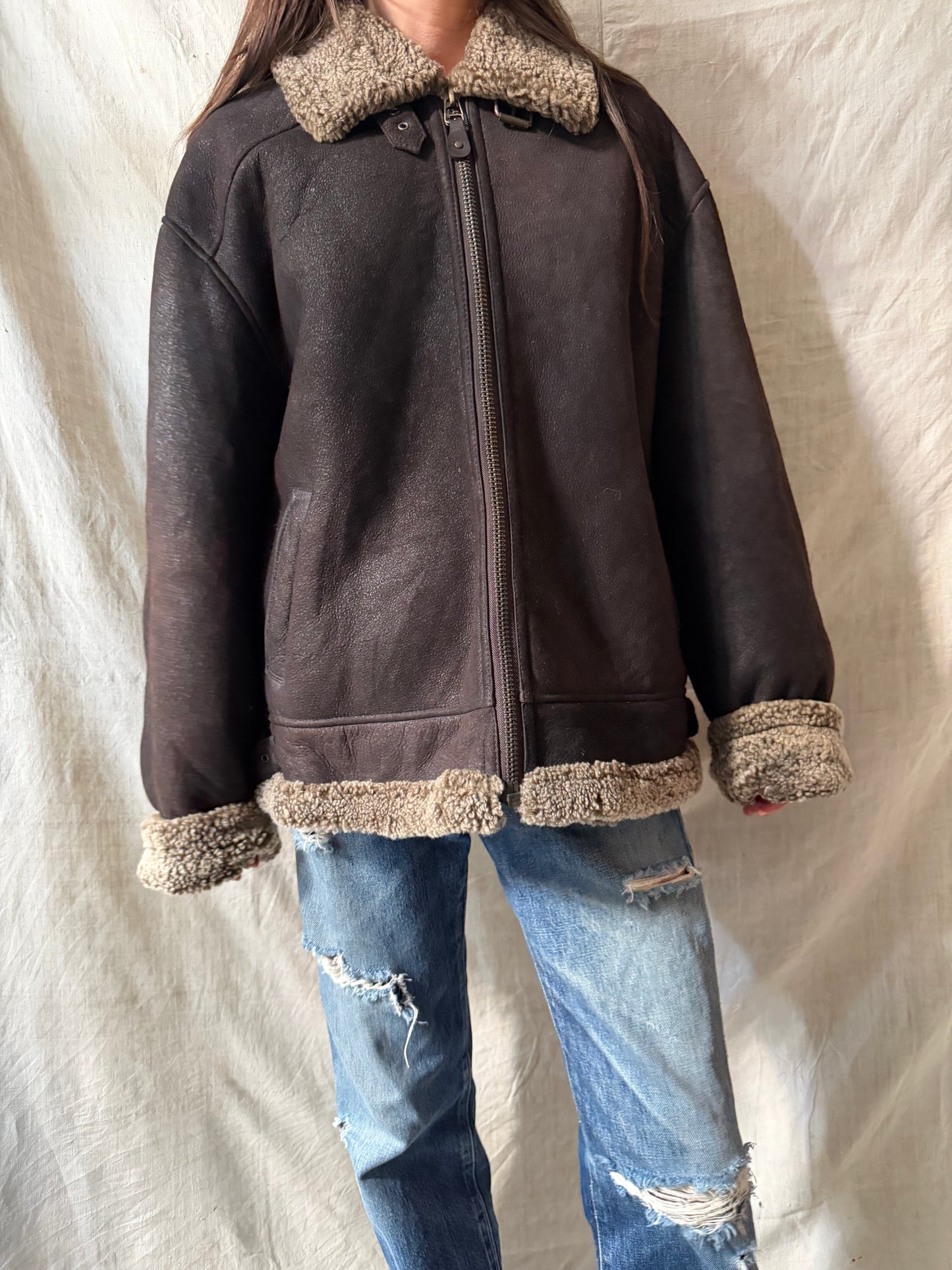 Dark Brown Shearling Jacket