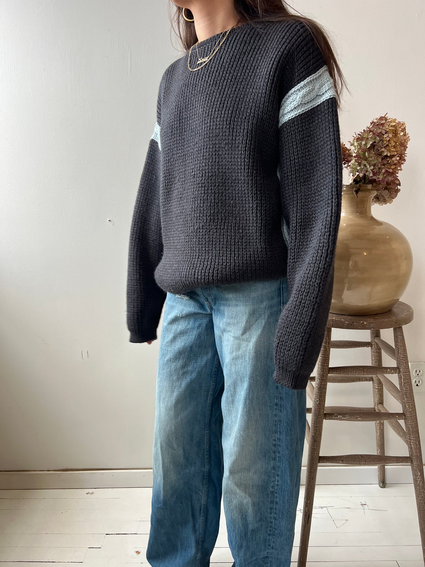 Chunky Ribbed Charcoal Grey Knit