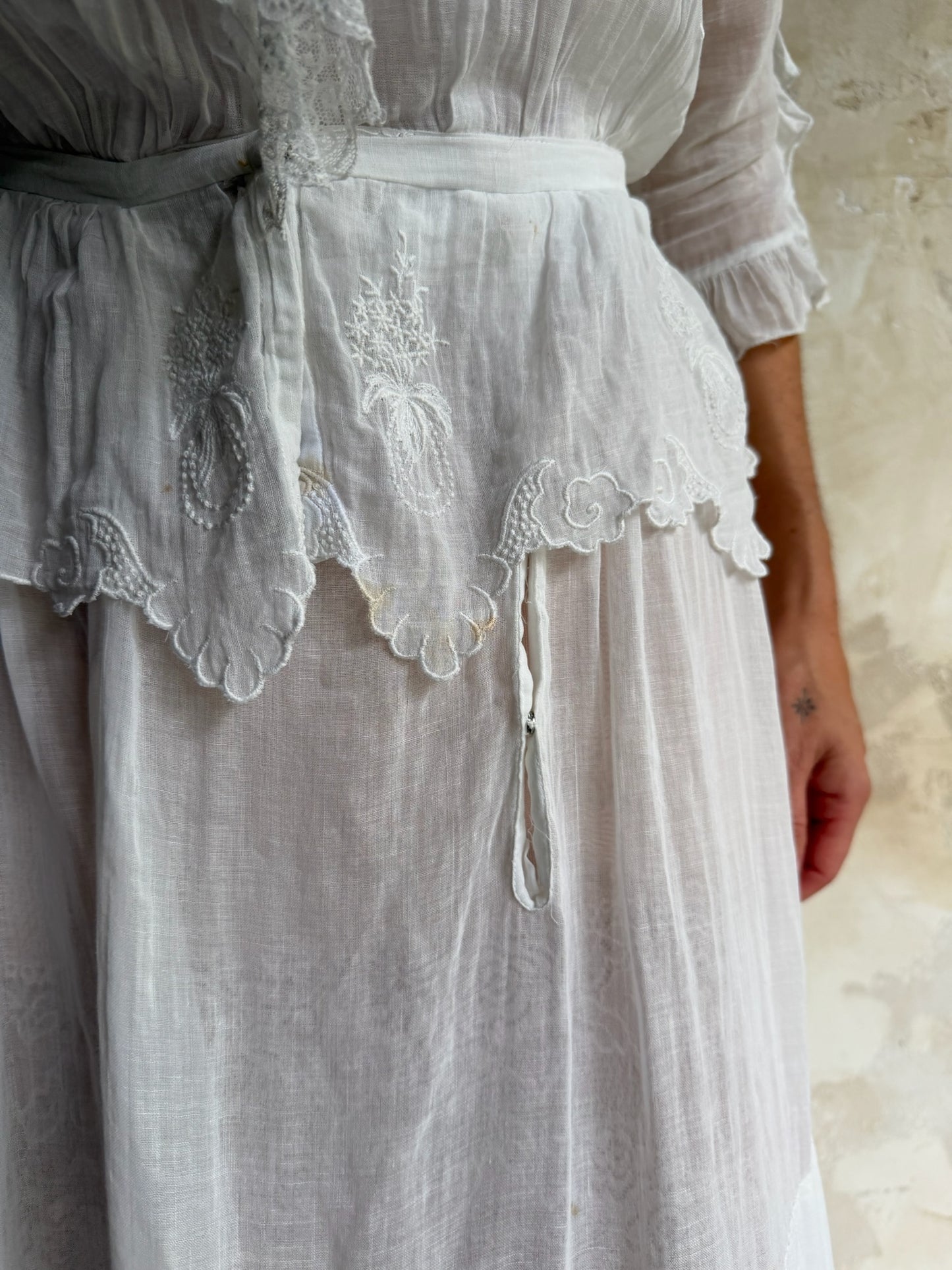 Edwardian White Ruffle Tea Dress