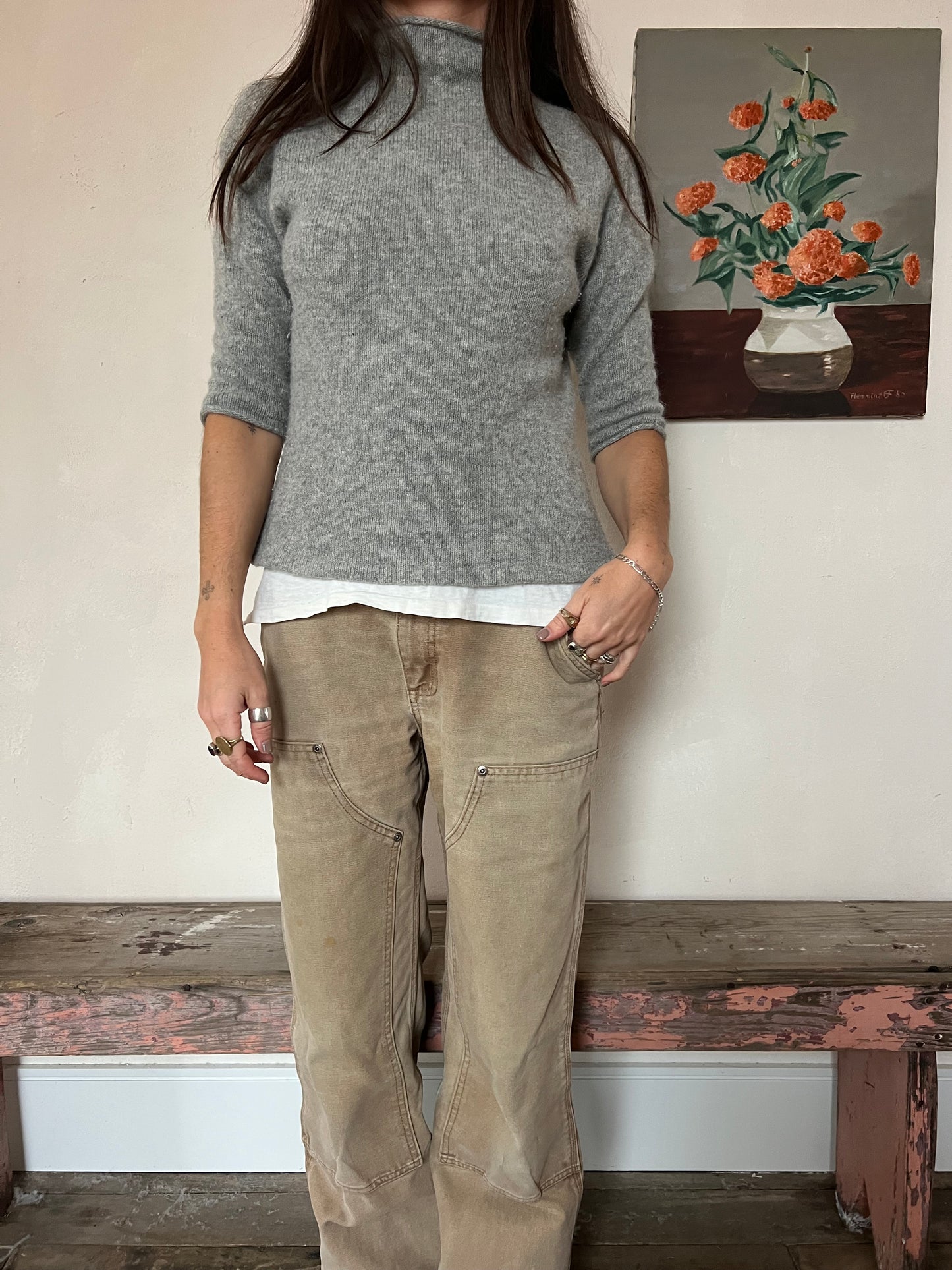 Grey Rolled Hem Cashmere