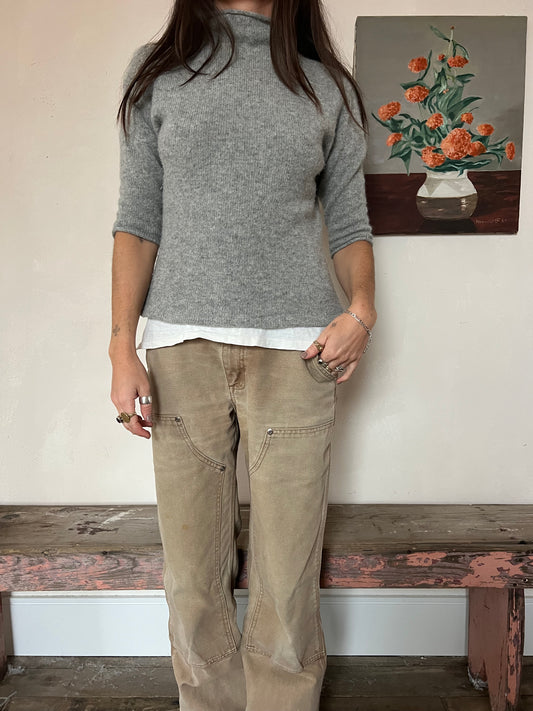 Grey Rolled Hem Cashmere