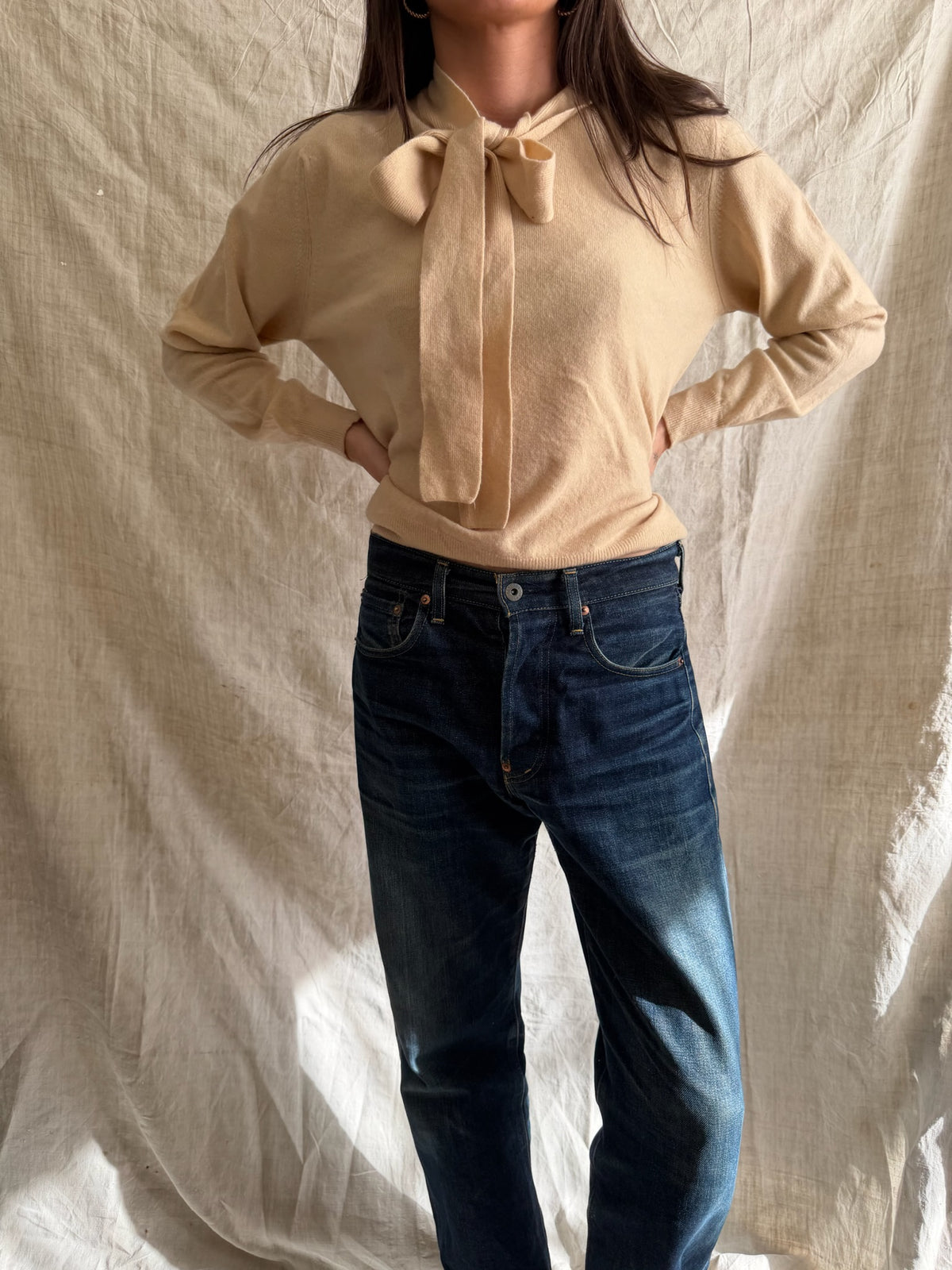 Beige Bow Knit