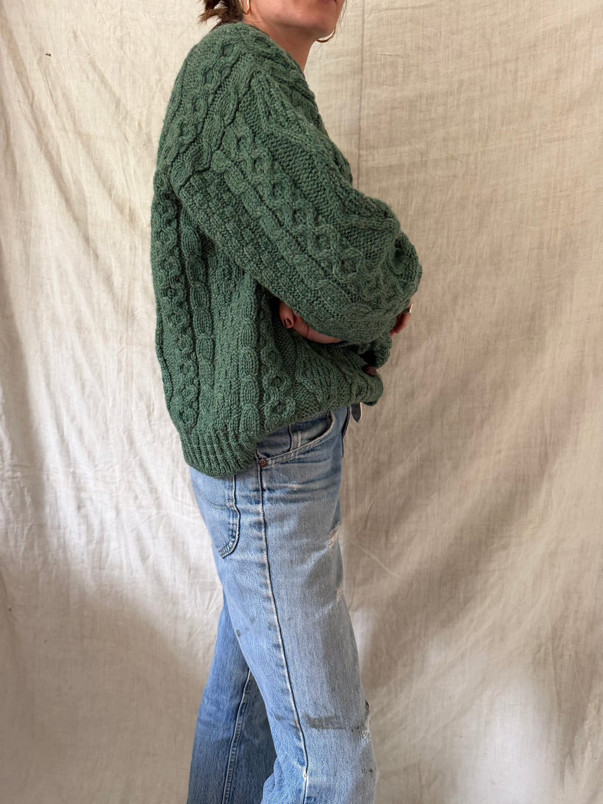 Green Irish Wool Cardigan