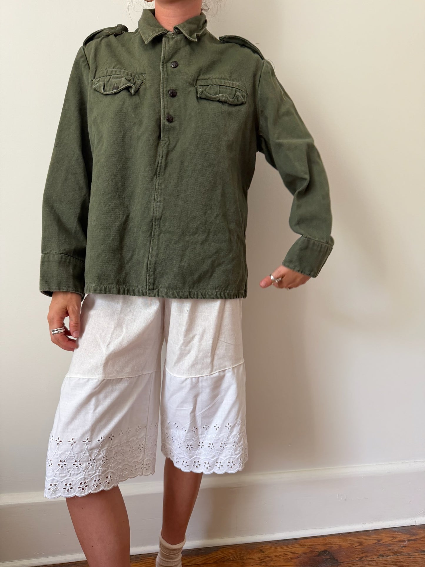 Pullover Green Military Shacket
