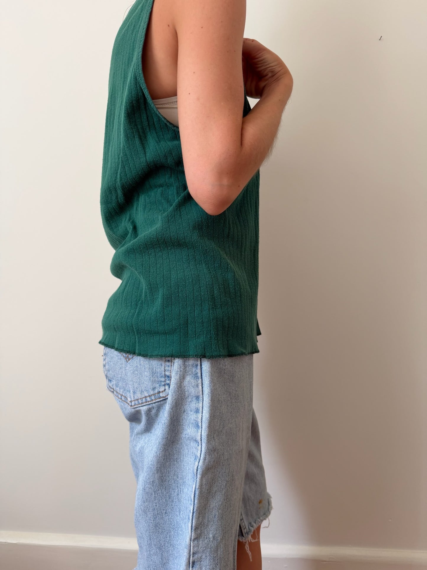 Hunter Green Ribbed Vintage Tank