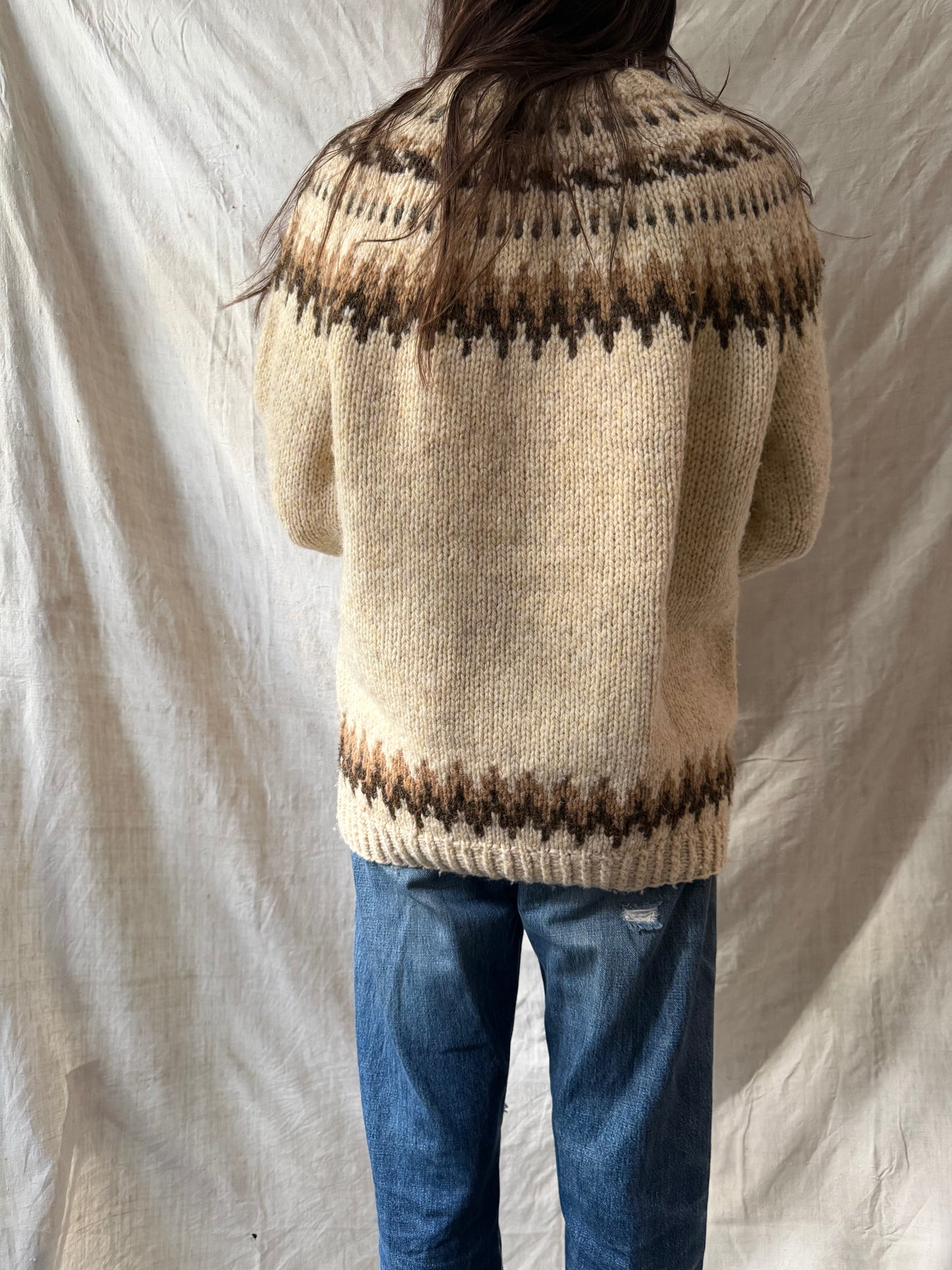 Oatmeal + Brown Patterned Wool Sweater