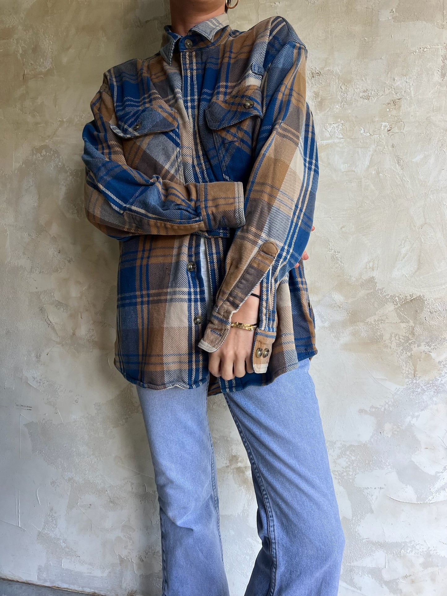 Blue and Tan Plaid Flannel