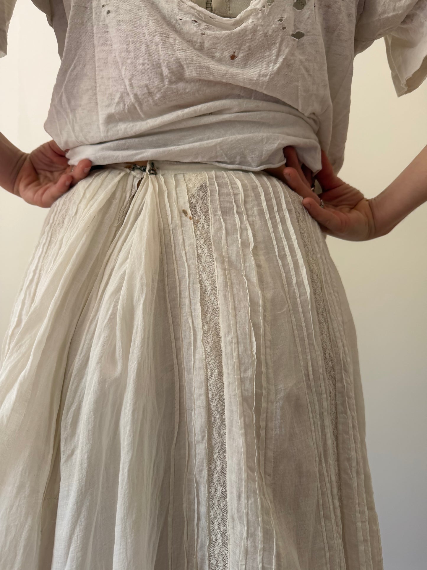Long Antique Victorian Ruffle Skirt