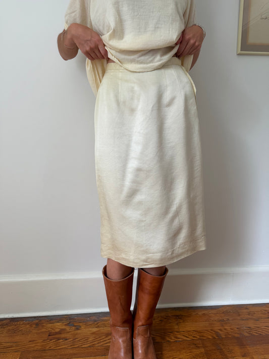 Butter Yellow Silk Skirt